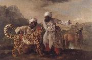 George Stubbs Cheetah and Stag with Two Indians oil